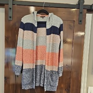 Cozy Striped Hooded Cardigan